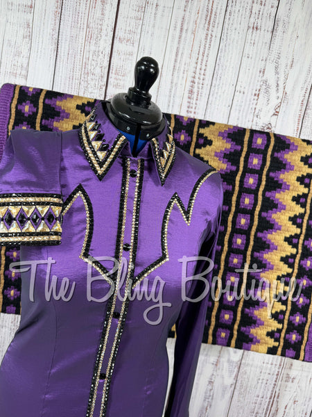 Purple, Tan & Black Day Shirt Set (Large)