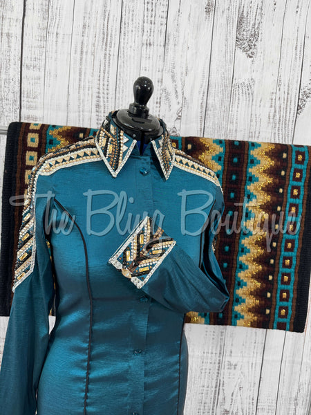 Dark Teal, Tan & Bronze Day Shirt Set (L)