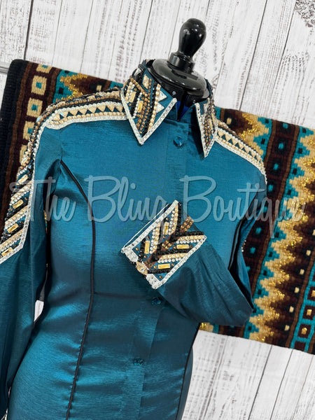Dark Teal, Tan & Bronze Day Shirt Set (L)