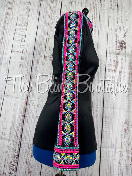 Black, Aqua & Hot Pink Day Shirt Set (Large)