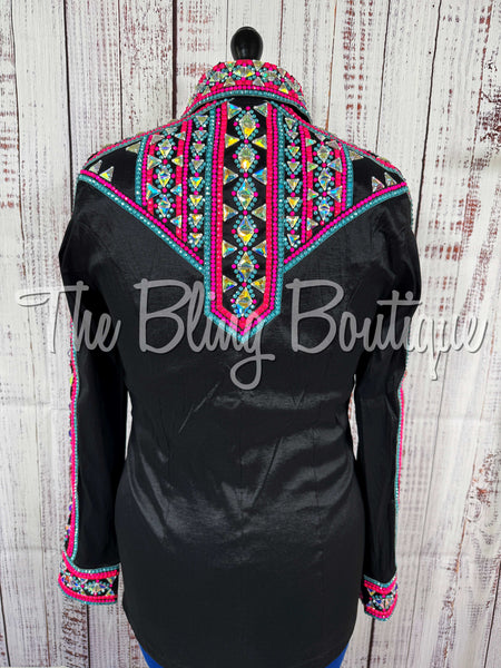 Black, Aqua & Hot Pink Day Shirt Set (Large)