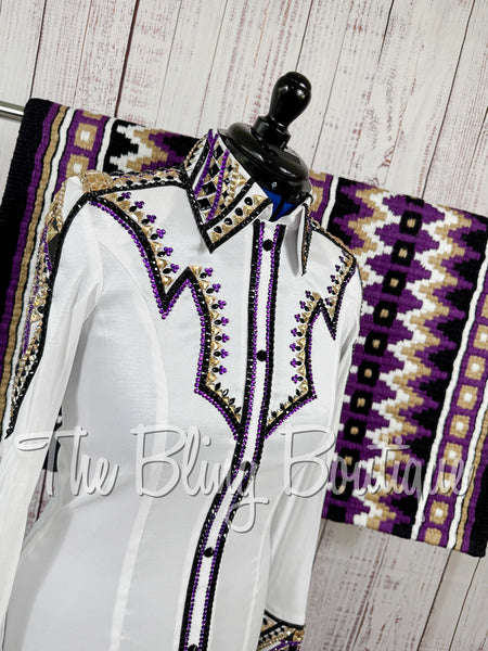 White, Purple, Tan & Black Day Shirt Set (Medium)