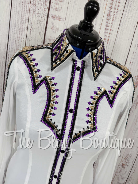 White, Purple, Tan & Black Day Shirt Set (Medium)