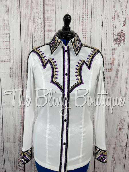 White, Purple, Tan & Black Day Shirt Set (Medium)