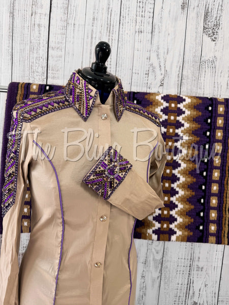 Tan & Purple Day Shirt Set (L)