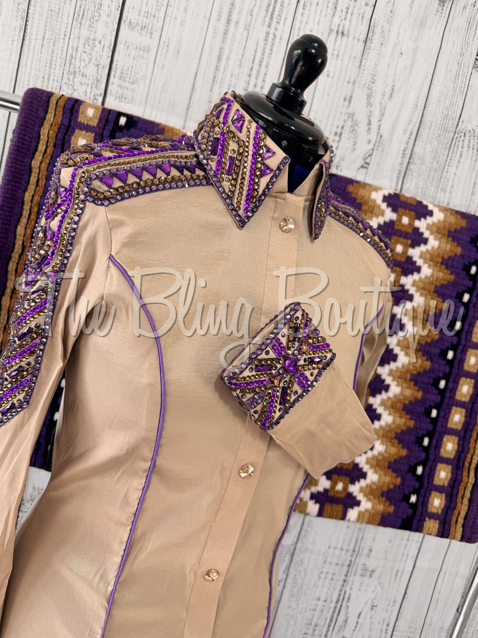 Tan & Purple Day Shirt Set (L)