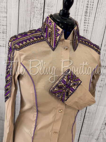 Tan & Purple Day Shirt Set (L)