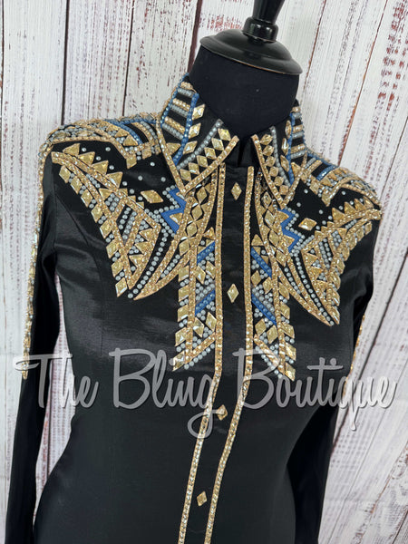Black, Cornflower Blue, Grey & Tan Day Shirt Set (XL)