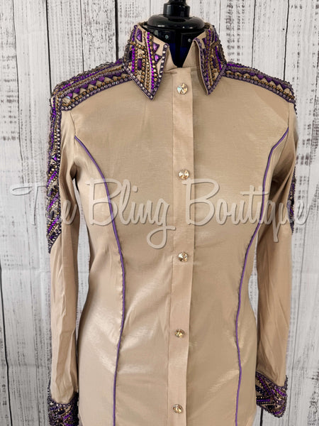 Tan & Purple Day Shirt Set (L)
