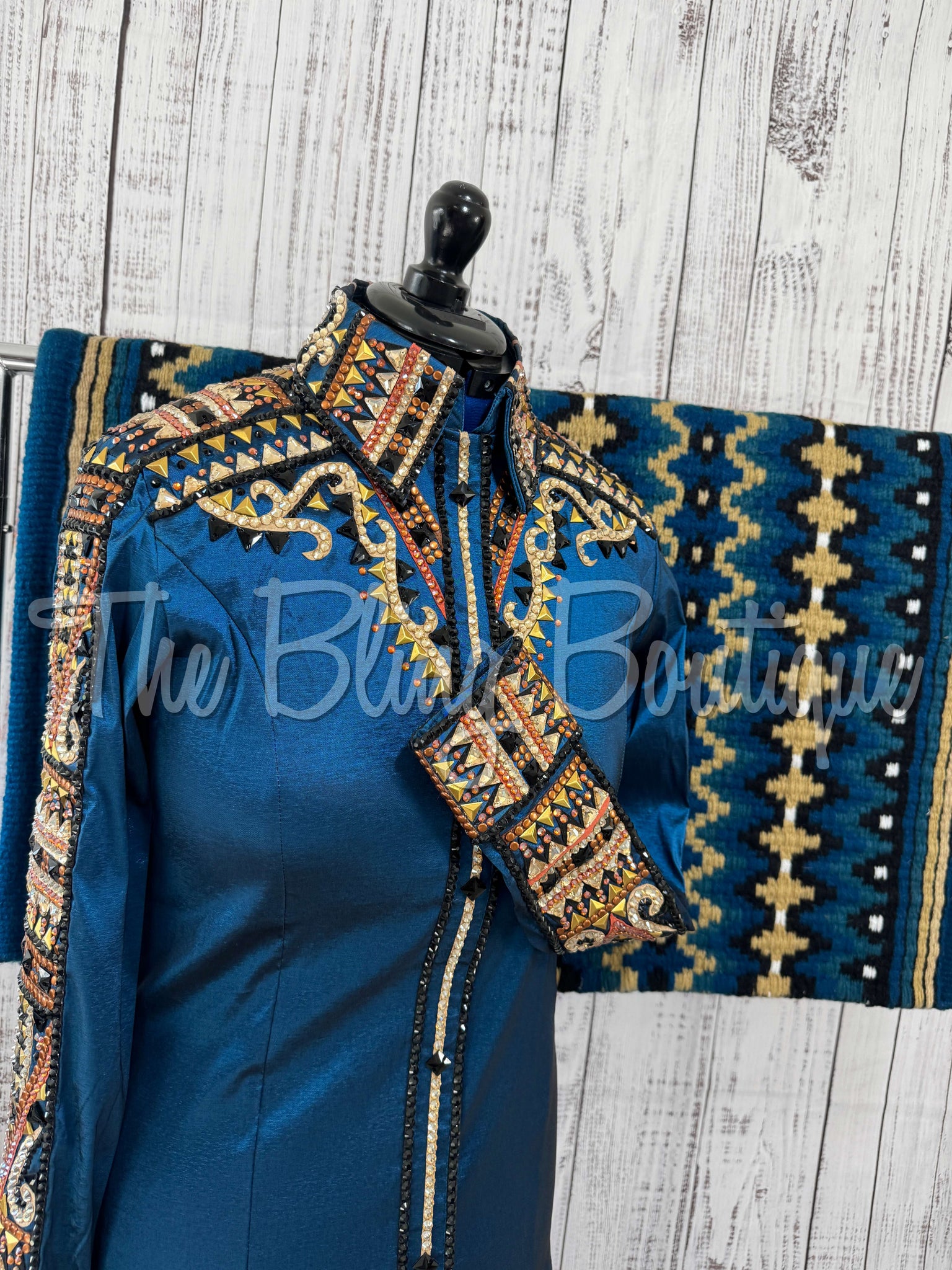 Ocean Blue, Rust & Tan Day Shirt Set (L)