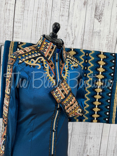 Ocean Blue, Rust & Tan Day Shirt Set (L)