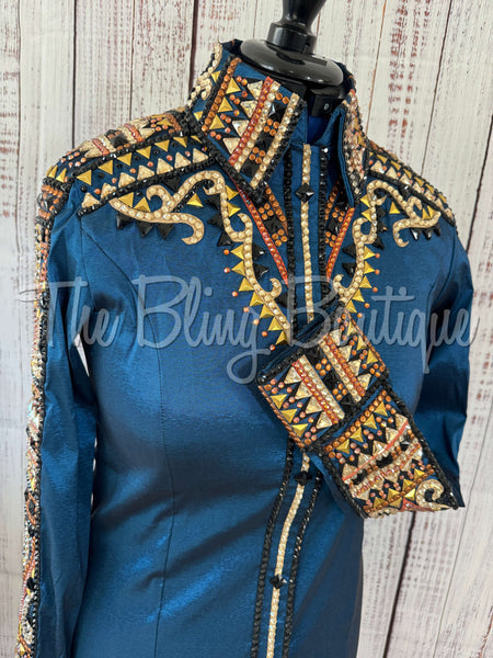 Ocean Blue, Rust & Tan Day Shirt Set (L)