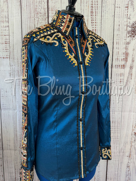 Ocean Blue, Rust & Tan Day Shirt Set (L)