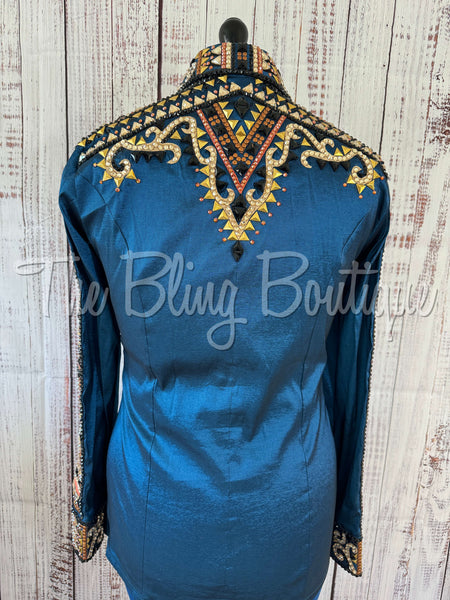 Ocean Blue, Rust & Tan Day Shirt Set (L)