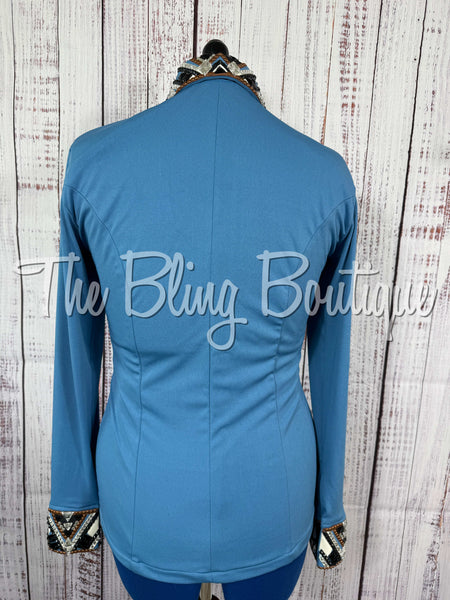 Cornflower Blue, Copper, Black & White Day Shirt Set (Medium)