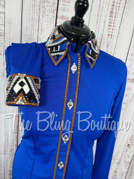 Royal Blue, Copper, Black & White Day Shirt Set (Large)