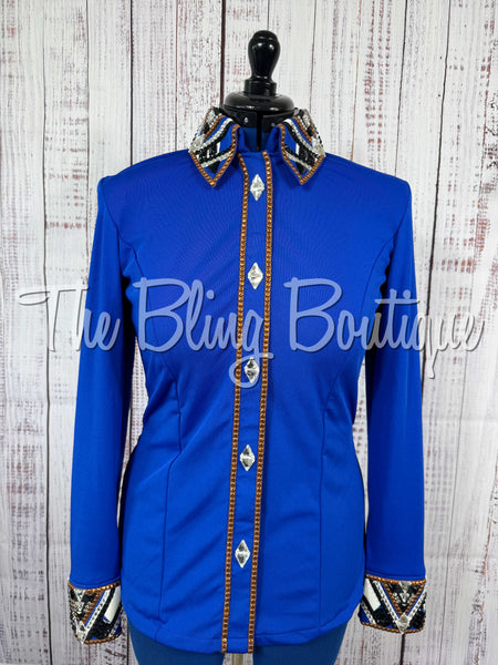 Royal Blue, Copper, Black & White Day Shirt Set (Large)