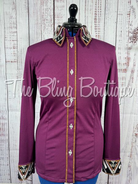Plum, Copper, Black & White Day Shirt Set (Large)