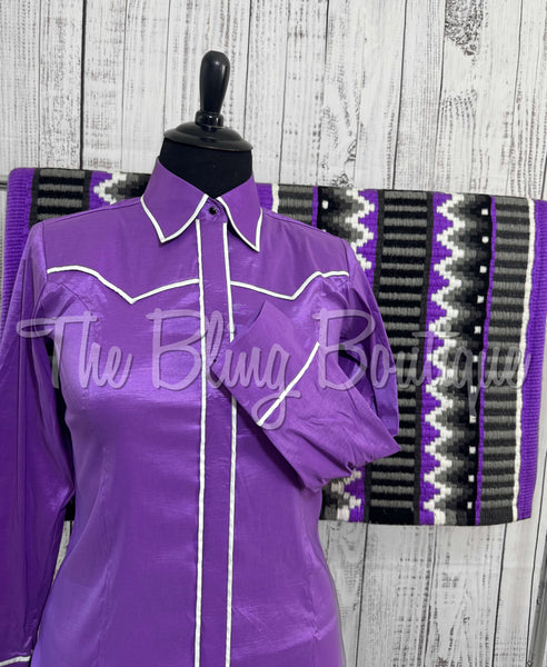 Grape Purple & White Classic Day Shirt Set (XL)