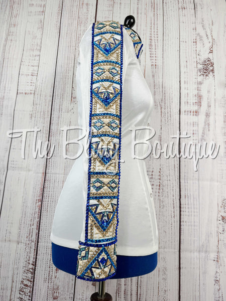 White, Royal Blue, Turquoise & Tan Day Shirt Set (Medium)