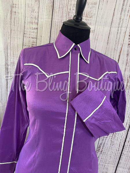 Grape Purple & White Classic Day Shirt Set (XL)