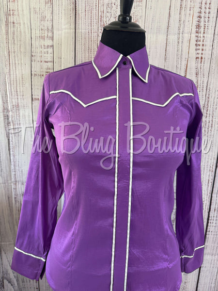 Grape Purple & White Classic Day Shirt Set (XL)