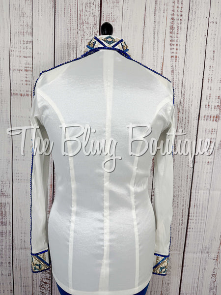 White, Royal Blue, Turquoise & Tan Day Shirt Set (Medium)