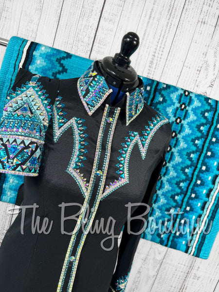 Black, Turquoise & Aqua Day Shirt Set (Large)