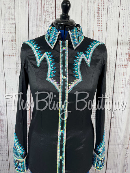 Black, Turquoise & Aqua Day Shirt Set (Large)
