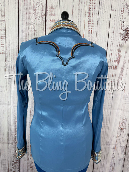 Cornflower Blue, Copper, Black & White Day Shirt Set (Medium)