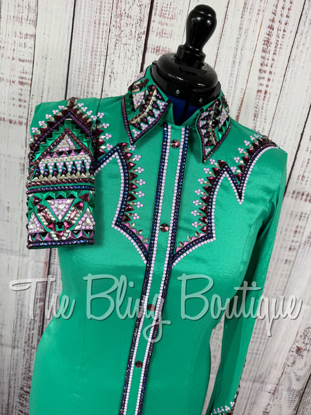 Green, Purple & Berry Day Shirt Set (Medium)