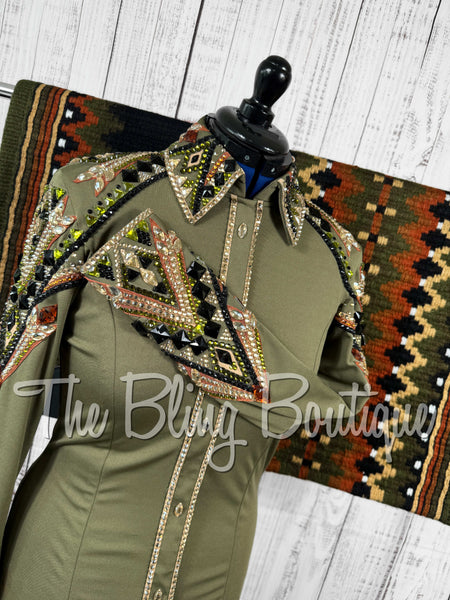 RE-ORDER Olive Green, Copper, Black & Tan Day Shirt Set (Choose Your Size)