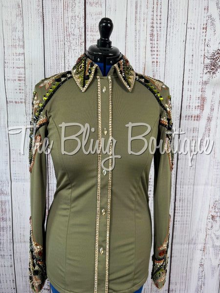 Olive Green, Copper, Black & Tan Day Shirt Set (Medium)
