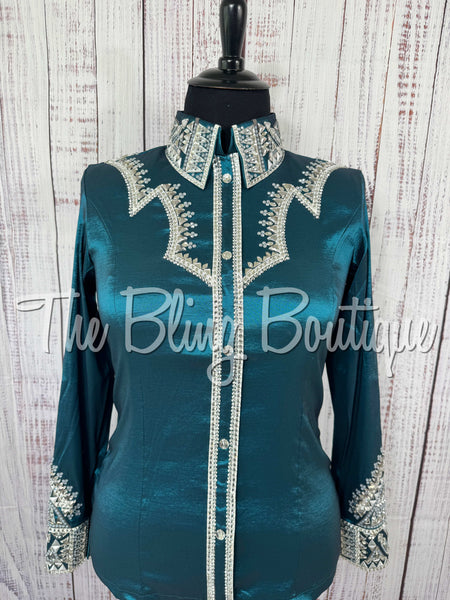 Ocean Blue, Silver & White Day Shirt Set (XL)