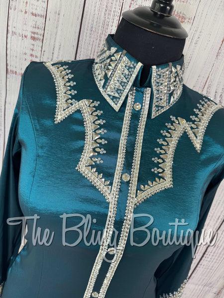 Ocean Blue, Silver & White Day Shirt Set (XL)