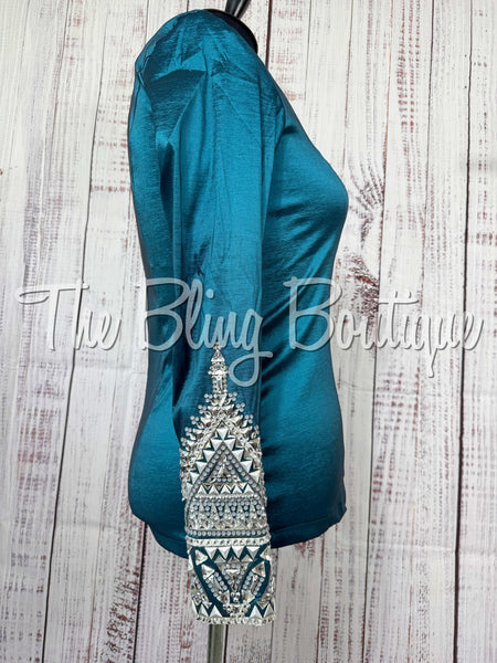 Ocean Blue, Silver & White Day Shirt Set (XL)