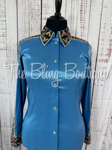 Cornflower Blue, Copper, Black & Tan Day Shirt Set (XL)