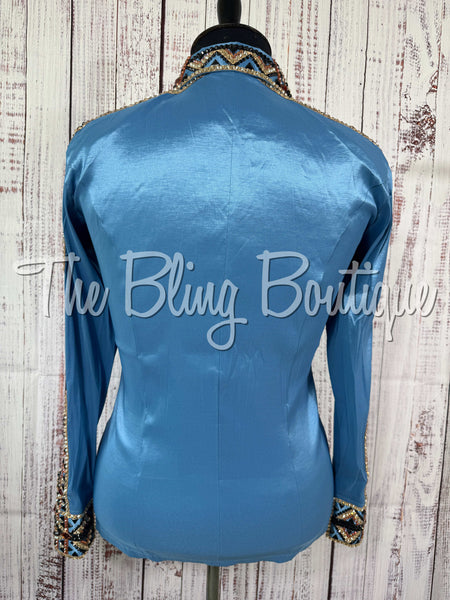 Cornflower Blue, Copper, Black & Tan Day Shirt Set (XL)