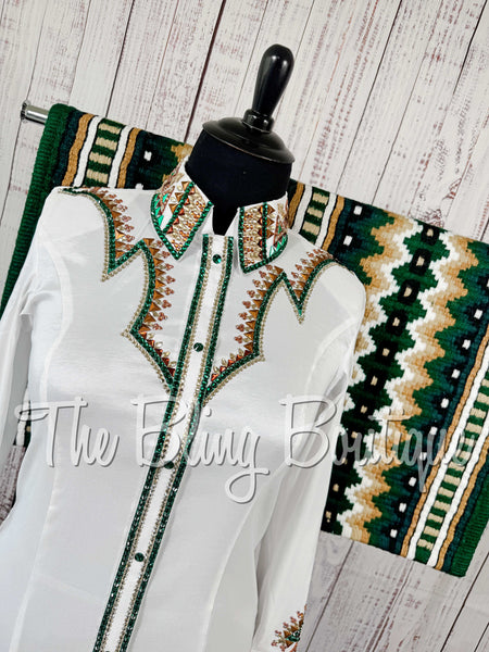 White, Green, Copper, Black & Tan Day Shirt Set (XL)