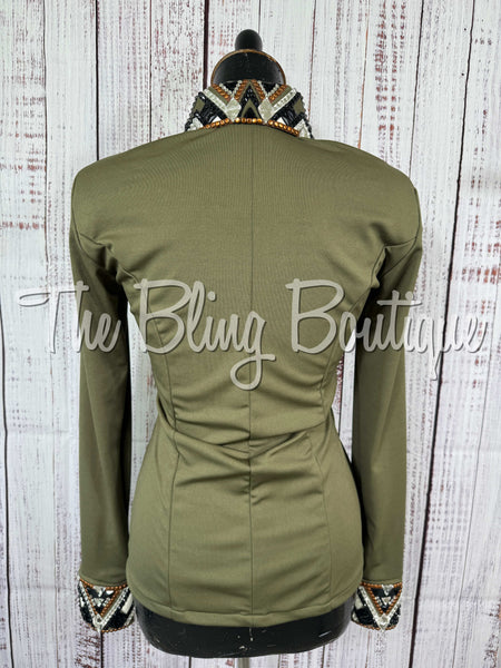 Olive Green, Copper, Black & White Day Shirt Set (Small)
