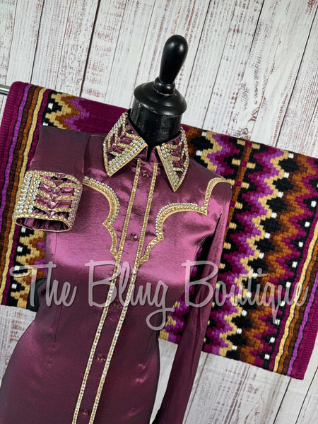 Plum & Tan Day Shirt Set (Small)