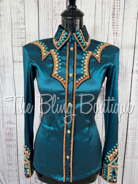 Ocean Teal, Copper, Tan & Black Day Shirt Set (XS/S)
