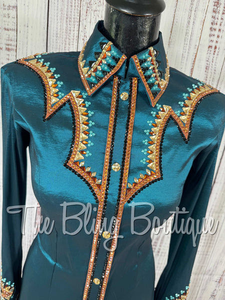 RE-ORDER Ocean Teal, Copper, Tan & Teal Day Shirt Set  (Choose Your Size)