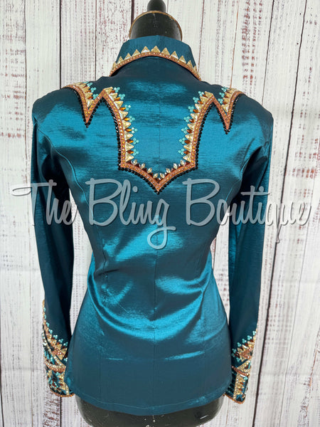 Ocean Teal, Copper, Tan & Black Day Shirt Set (XS/S)