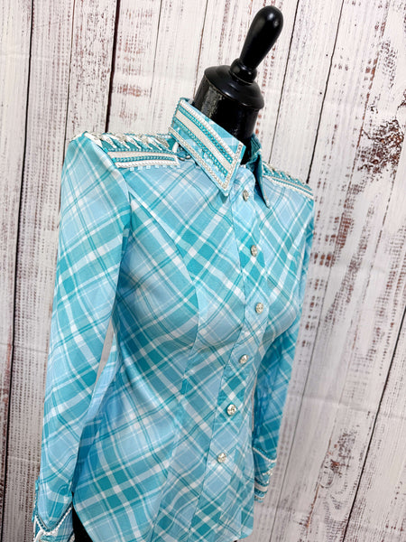 DC Custom Label - Aqua & Turquoise Plaid Day Shirt Set (S)