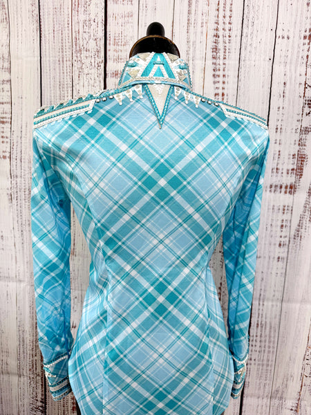 DC Custom Label - Aqua & Turquoise Plaid Day Shirt Set (S)