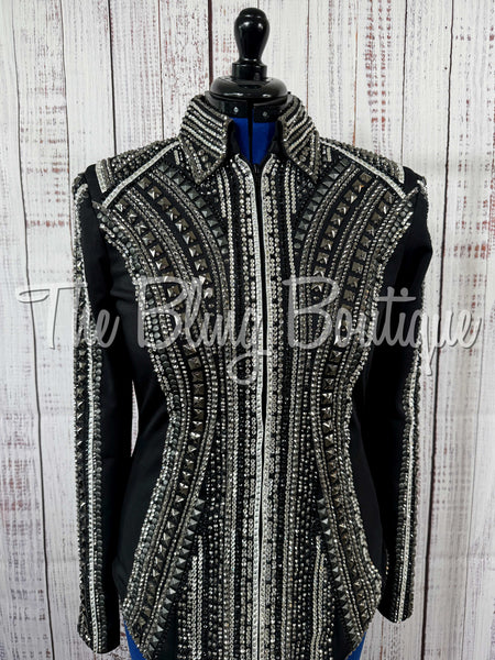 Black, Gunmetal Grey & White Showmanship Jacket (Large)