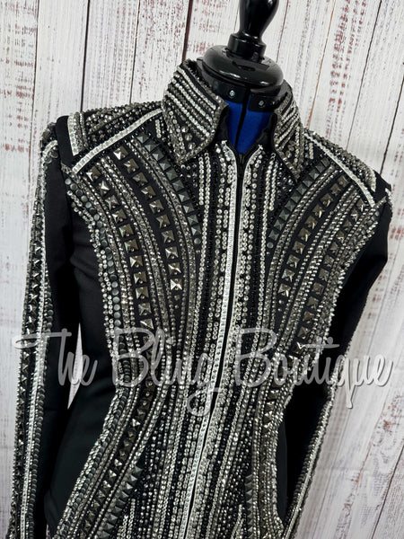 Black, Gunmetal Grey & White Showmanship Jacket (Large)