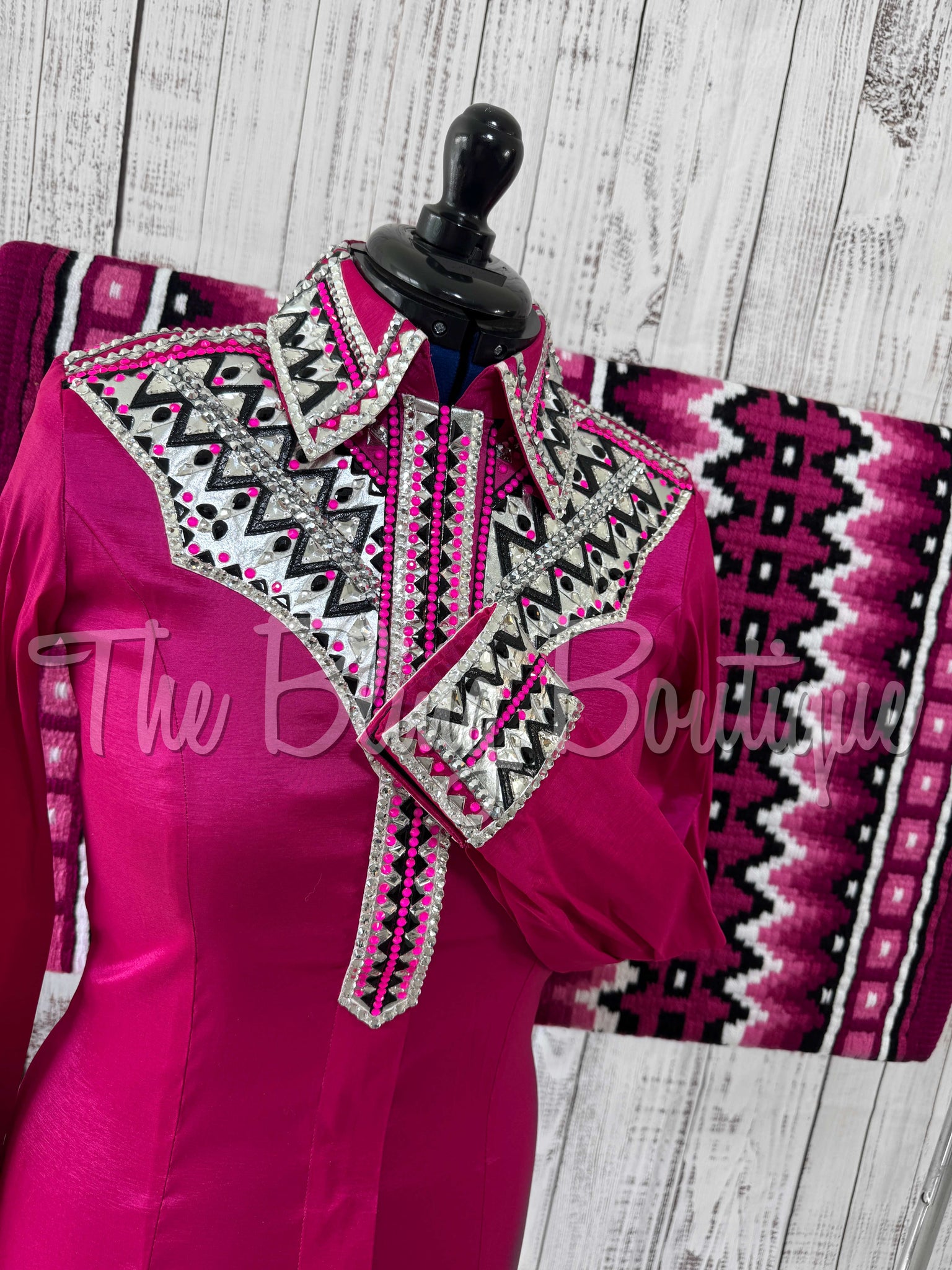 Hot Pink, Black & White Day Shirt Set (M)