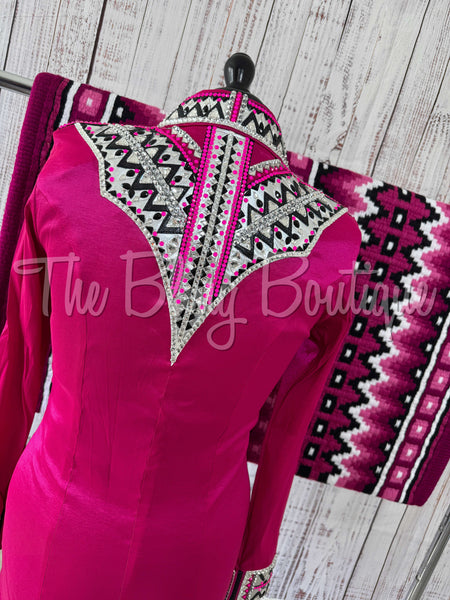 Hot Pink, Black & White Day Shirt Set (M)